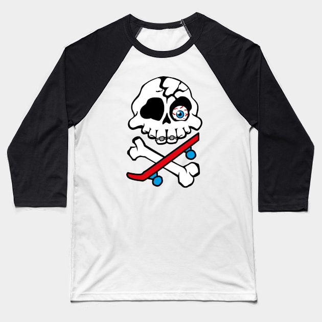 Mutant Skater skull logo Baseball T-Shirt by buby87